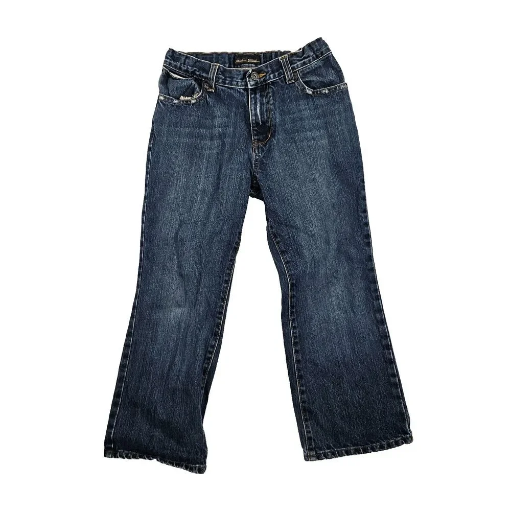 Old Navy Boot-Cut Jeans Denim Whisker Dark Wash Blue Kids Boys Size‎ 10 (28x23)